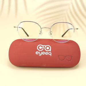 Silver purple round metal eyeglasses for women ( eq0008 78A093 c1 )