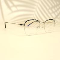 Silver black round metal eyeglasses for women ( eq0007 78A097 c4 )