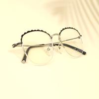 Silver black round metal eyeglasses for women ( eq0007 78A097 c4 )