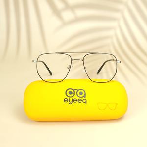 Silver black square unisex metal eyeglasses ( eq0013 161602 )