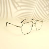 Silver black square unisex metal eyeglasses ( eq0013 161602 )