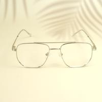 Silver square unisex metal eyeglasses ( eq0014 161602 )