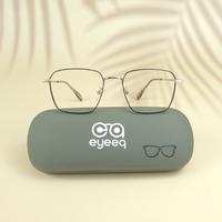 Silver black square unisex metal eyeglasses ( eq0021 35006 )