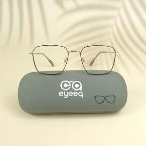Silver black square unisex metal eyeglasses ( eq0021 35006 )