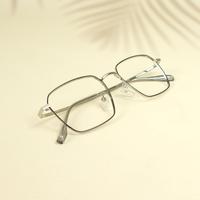 Silver black square unisex metal eyeglasses ( eq0021 35006 )