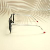 Black white round unisex sheet eyeglasses ( eq0072 31020 )