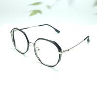 Silver black round unisex metal eyeglasses ( eq0105 89661 )
