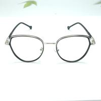Silver black unisex ovel metal eyeglasses ( eq0106 89662 )
